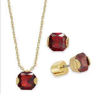 K Spade Princess-Cut CZ Pendant Necklace&Studs Set